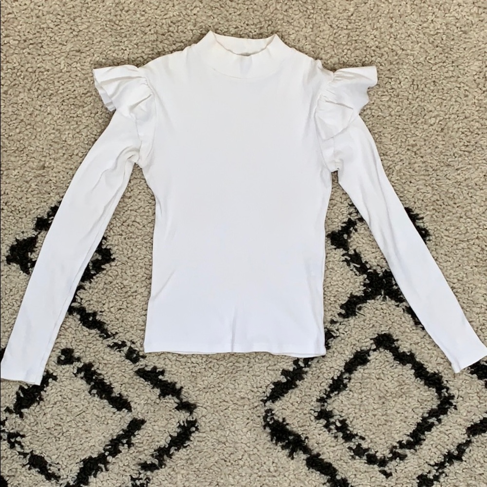 Zara ruffle shoulder turtle neck